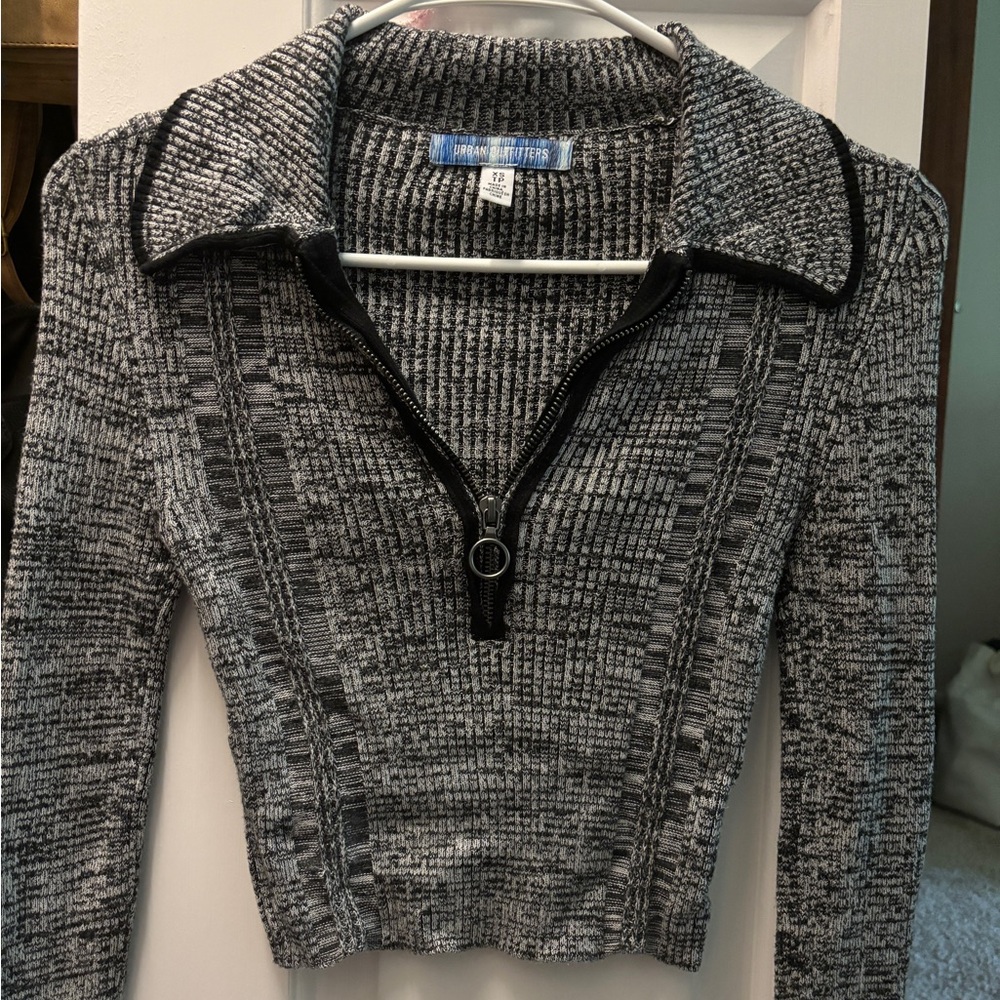 Urban Outfitters Zip Up Ribbed Top